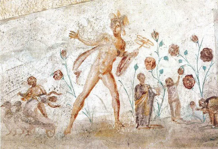 Fresco romano del siglo III con Hermes conduciendo a las almas.