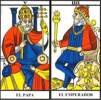 el Papa y el Emperador, (Arcanos del Tarot).
