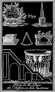 Plancha del Tuileur de Vuillaume con varios símbolos del Templo de Jerusalem