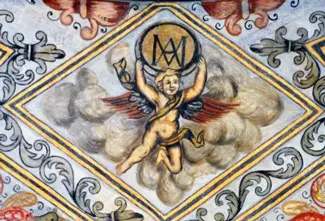 Angel portando un AUM. Bordón, Teruel, 1719.