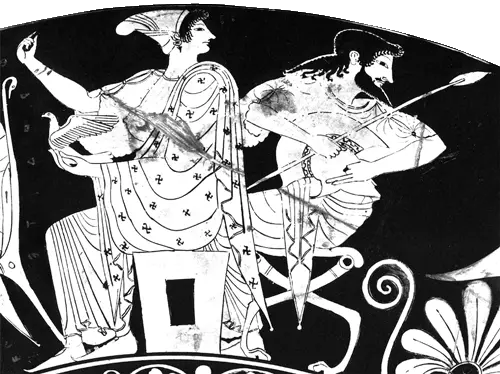 Ares y Afrodita, cerámica griega de figuras rojas, s. V a. C.