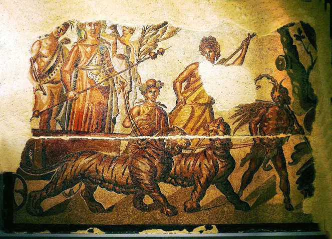 Triunfo de Baco, fines del s. II-III. Mosaico de Cesaraugusta.