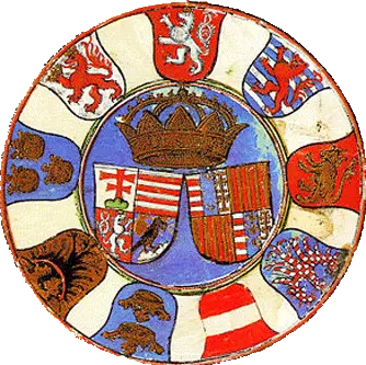 Gran escudo imperial de Matías Corvino y Beatriz de Aragón