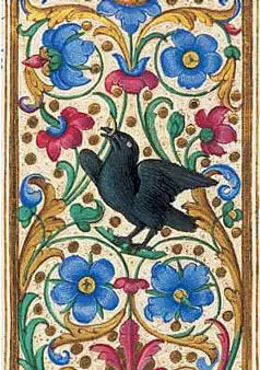 Detalle de cenefa con el cuervo, emblema de Matías Corvinus