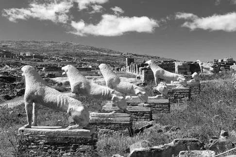 Delos. Leones en el camino al templo de Apolo.