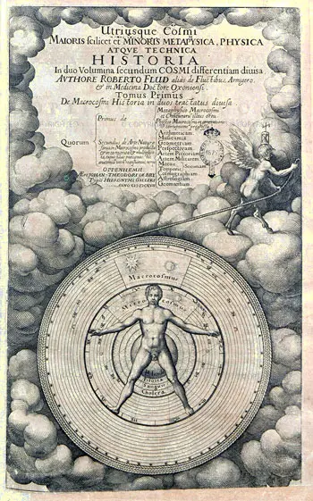 Portada de "Utriusque cosmi historia", de Robert Fludd.